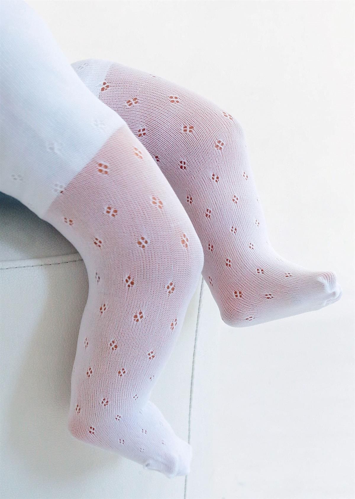 Beyaz Bebek Külotlu Çorap %100 Pamuk Daymod 2122120 - Beyaz