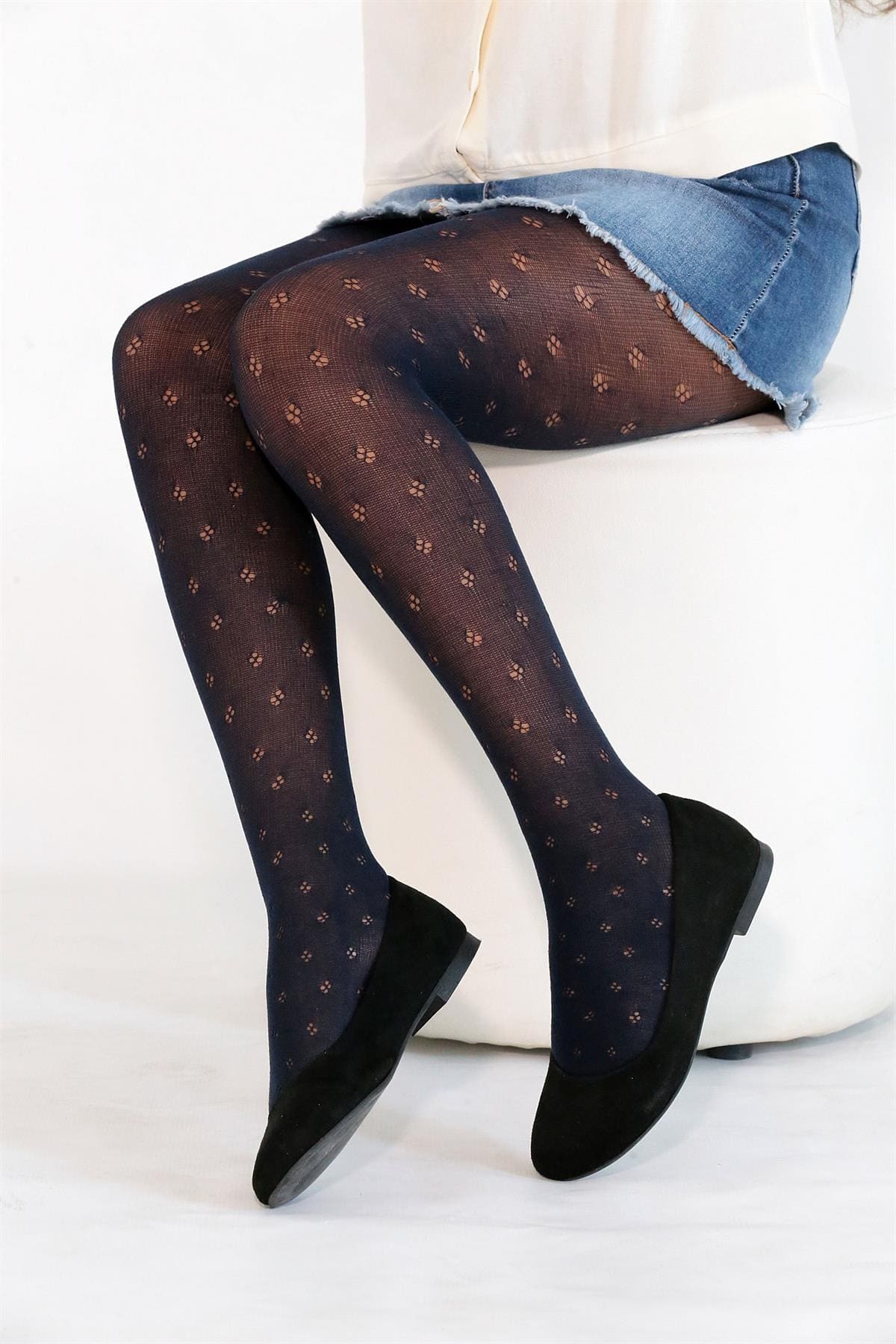 Pamuklu Yüksek Bel Çocuk Külotlu Çorap Daymod 2122121 - Siyah