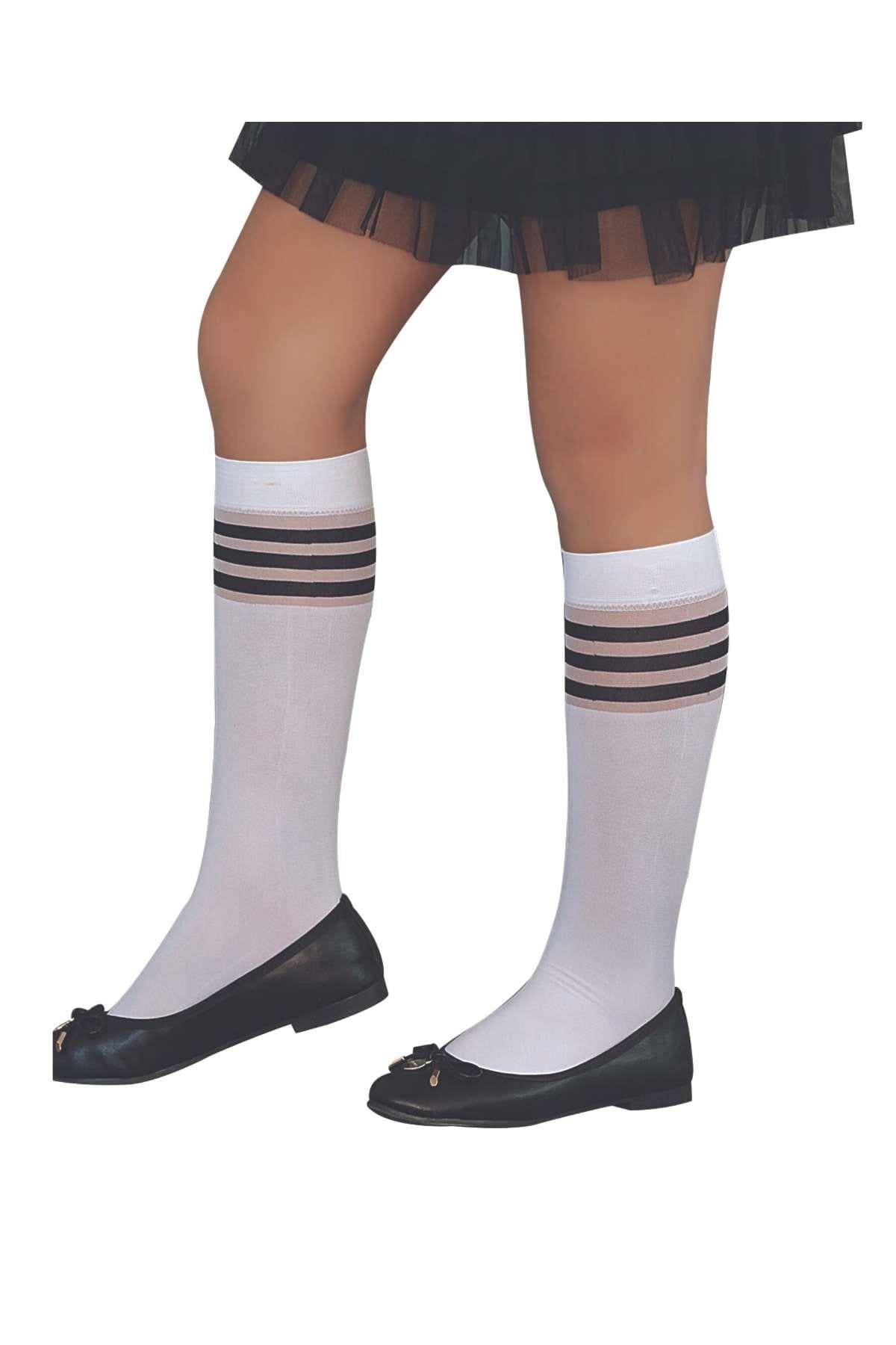 Pamuklu Kaydırmaz Çocuk Dizaltı Çorap Daymod 2222030 - Beyaz