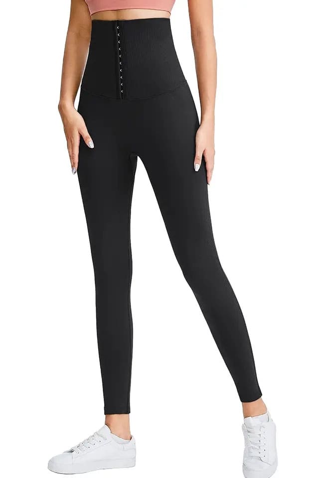 Yüksek Bel Dikişsiz Korse Tayt Siyah Pera Fitol 8021 - Siyah