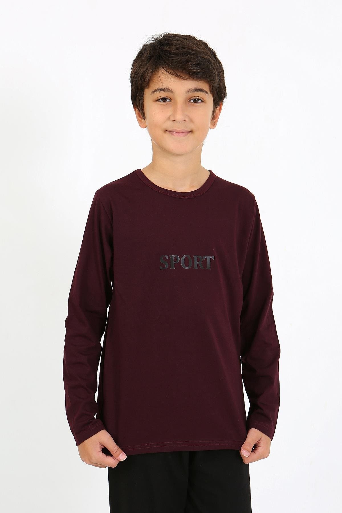 Uzun Kollu Erkek Çocuk Penye Pijama Takım Akbeniz 20437 - Bordo