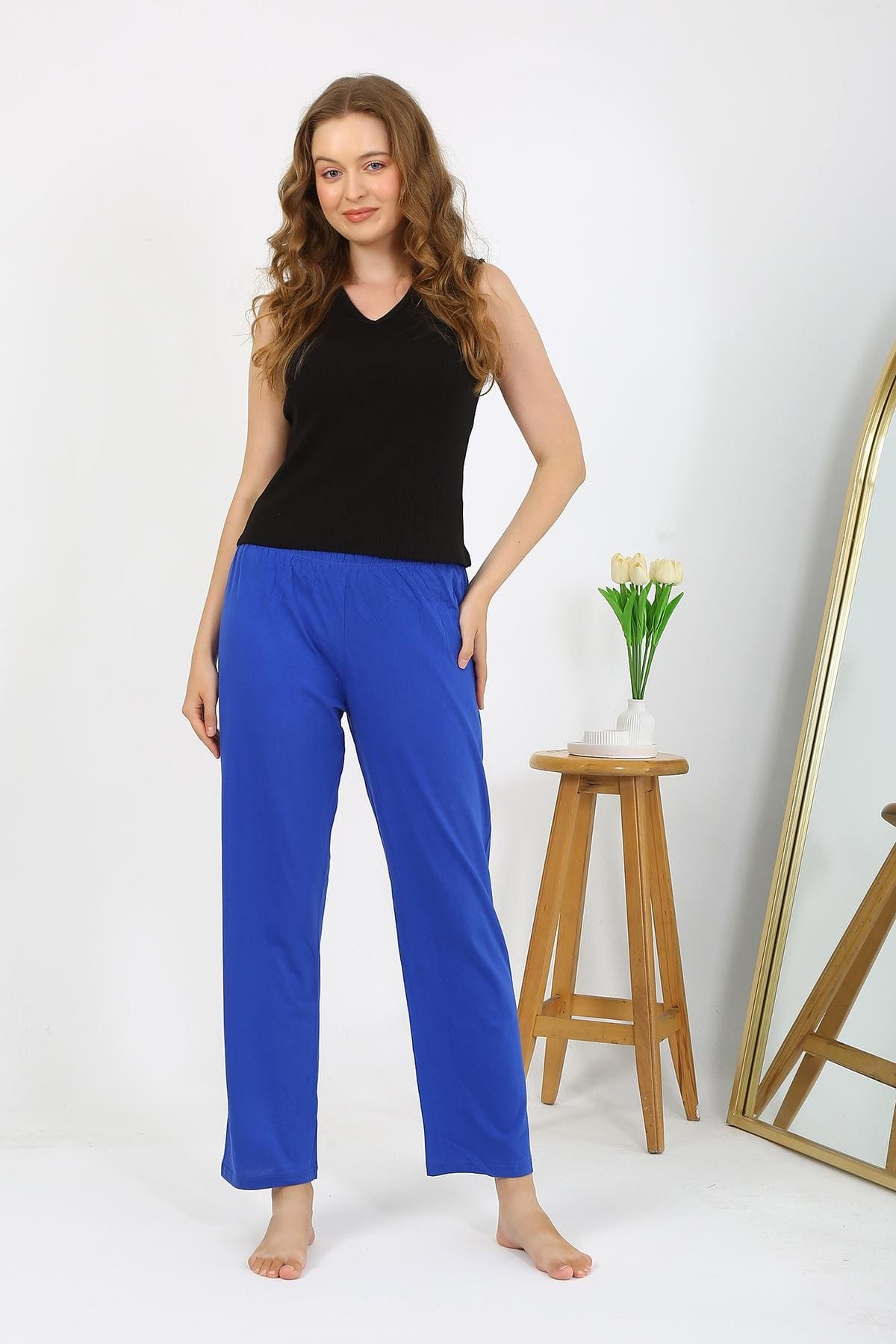 Akbeniz Mavi Penye Düz Tek Alt Kadın Pijama Akbeniz 27538