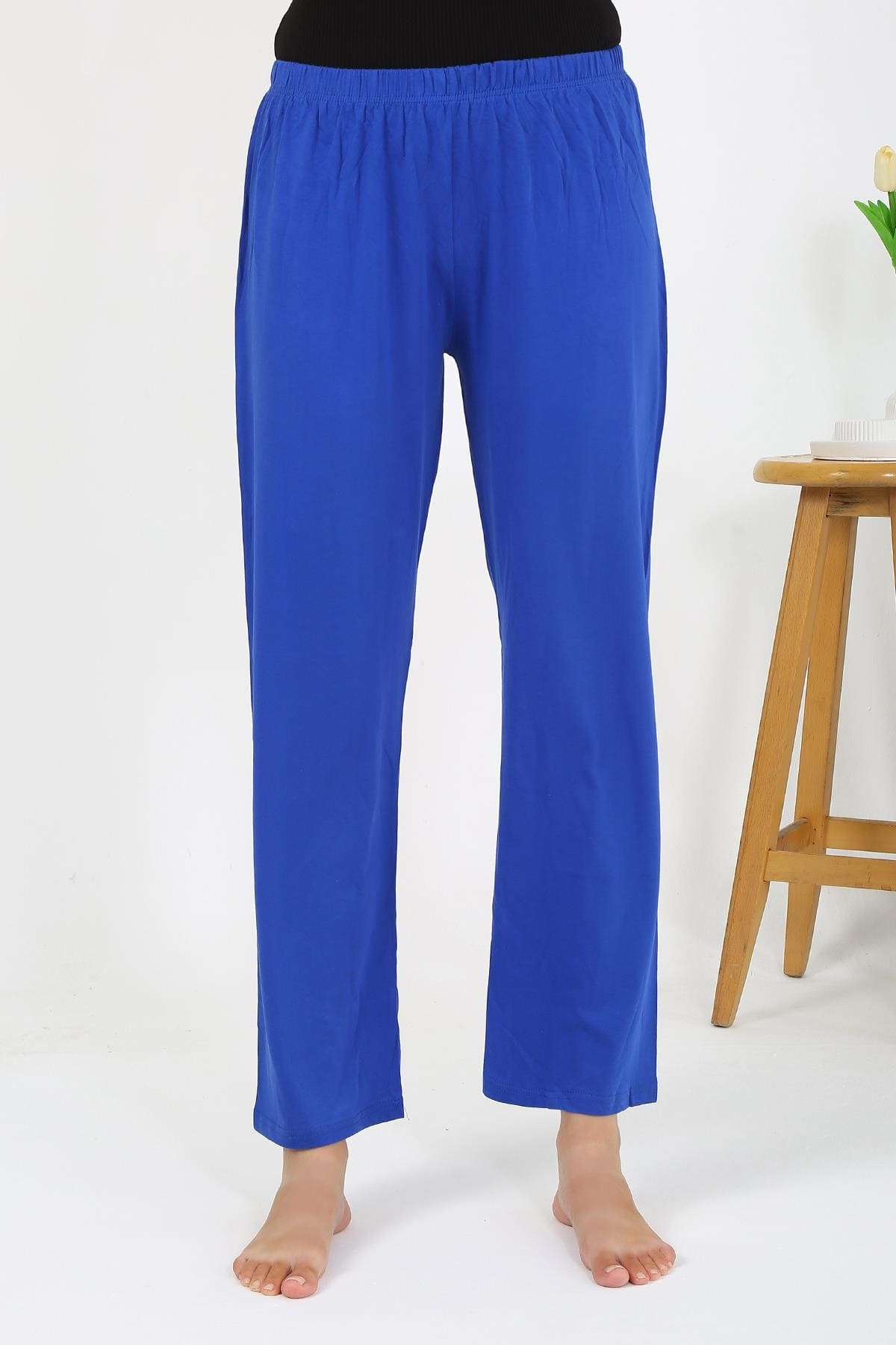 Akbeniz Mavi Penye Düz Tek Alt Kadın Pijama Akbeniz 27538 - Görsel 3