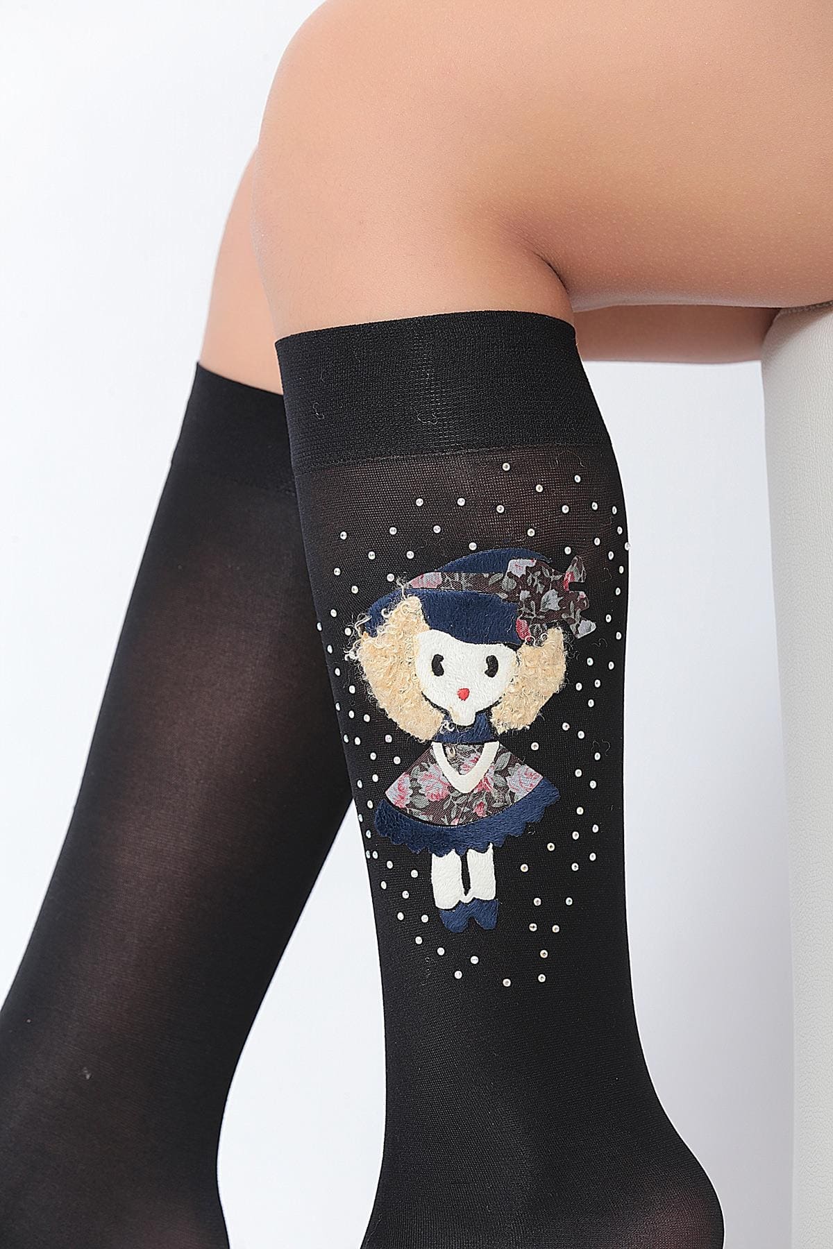 Kaydırmaz Tabanlı Pamuklu Çocuk Dizaltı Çorap Daymod 2242013 - Siyah