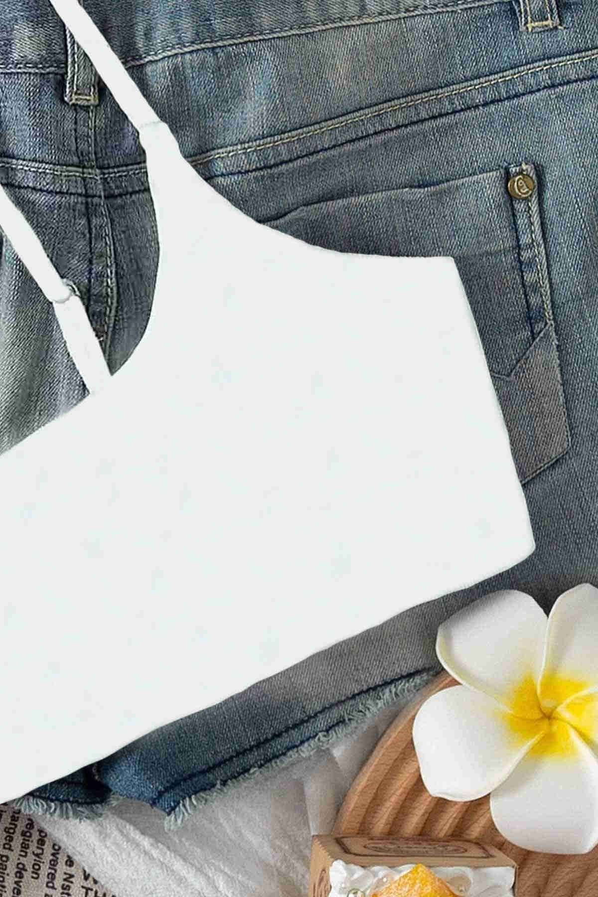 İnce Ayarlanabilir Askı Bikini Üstü Beyaz Angelsin 4564 - Beyaz