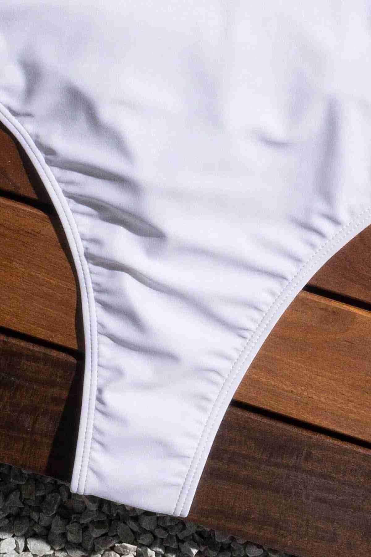 Angelsin V Yaka Sırt Dekolteli Brazilian Kesim Mayo MS 4361 - Beyaz - Beyaz