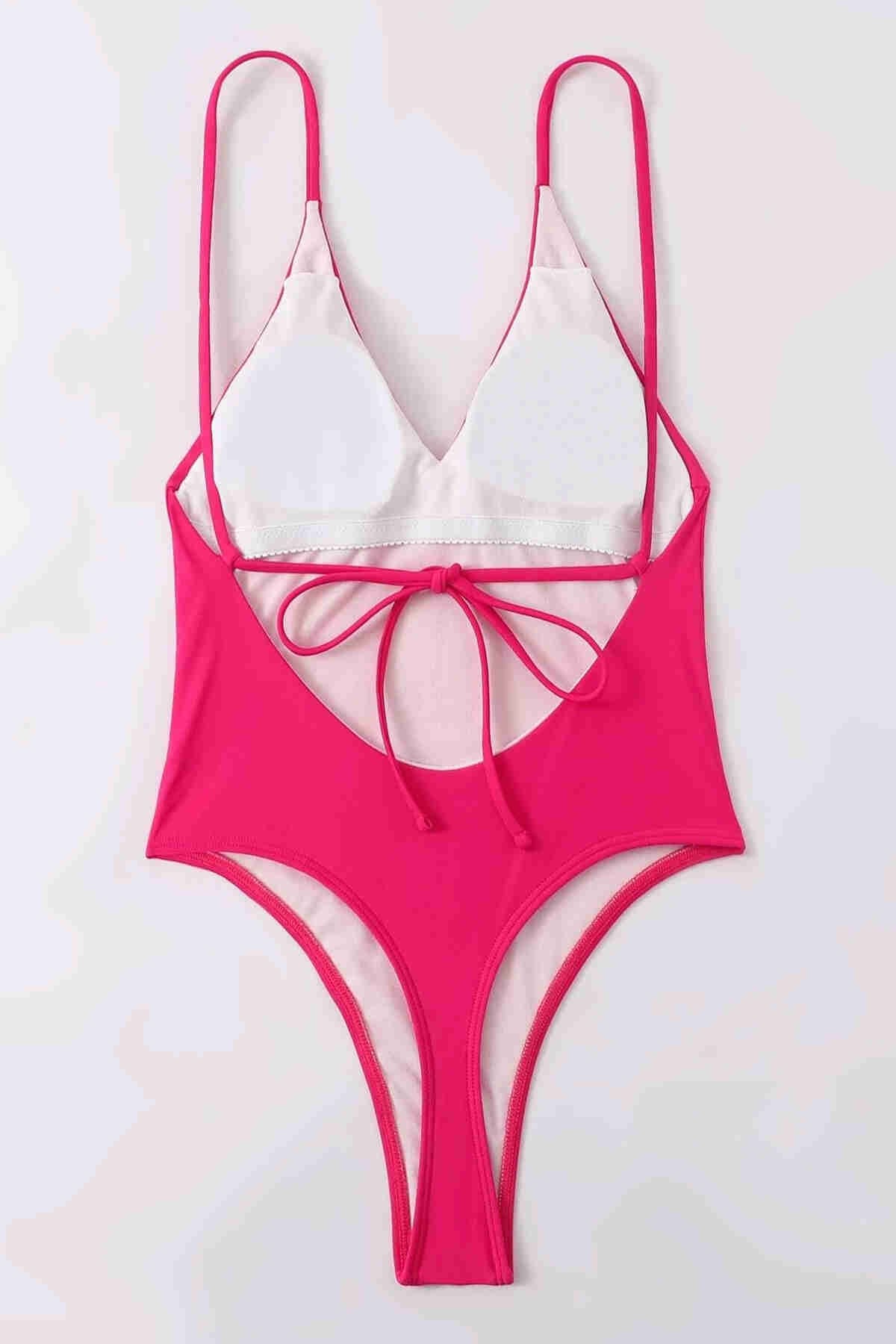 Angelsin V Yaka Sırt Dekolteli Brazilian Kesim Mayo MS 4361 - Pembe - Pembe