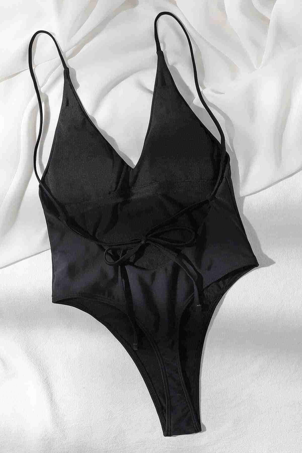 Angelsin V Yaka Sırt Dekolteli Brazilian Kesim Mayo MS 4361  - Siyah