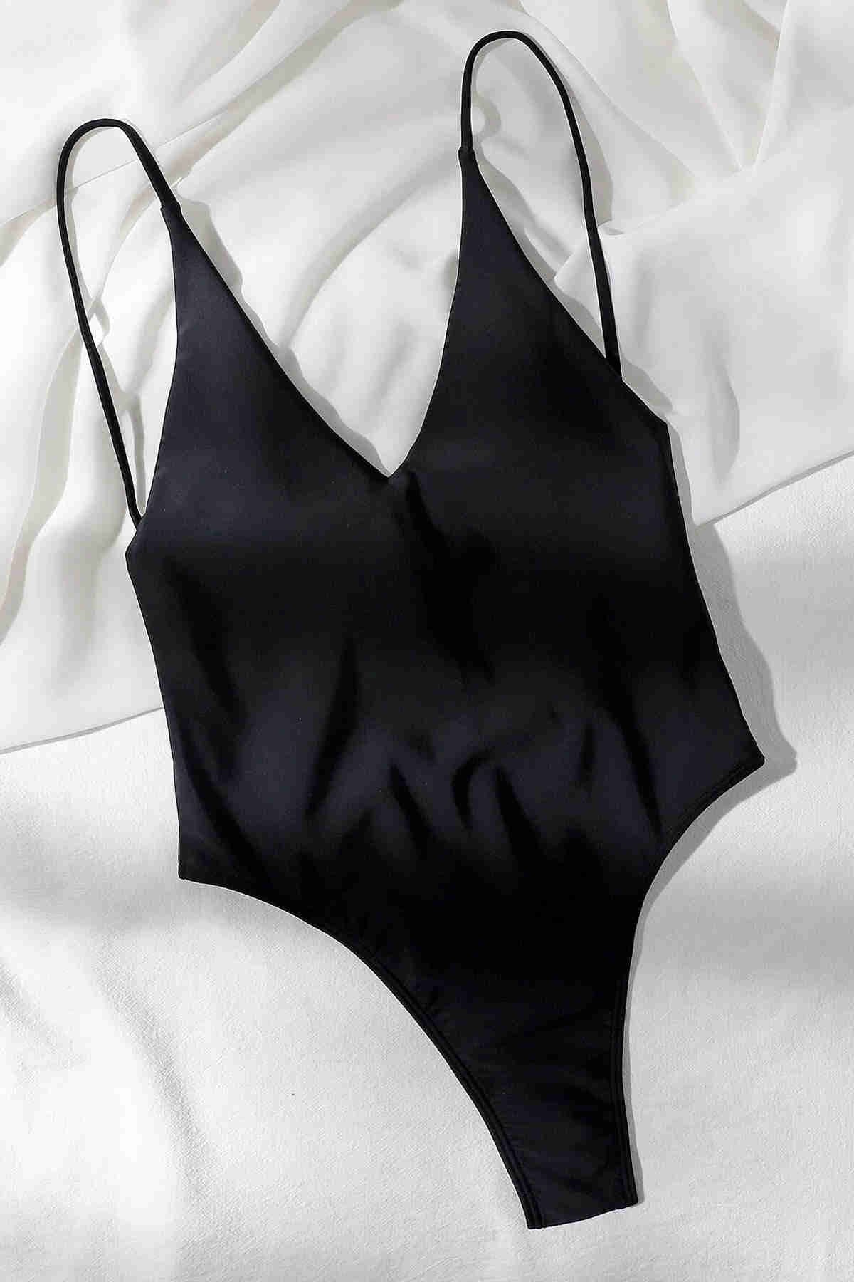 Angelsin V Yaka Sırt Dekolteli Brazilian Kesim Mayo MS 4361  - Siyah