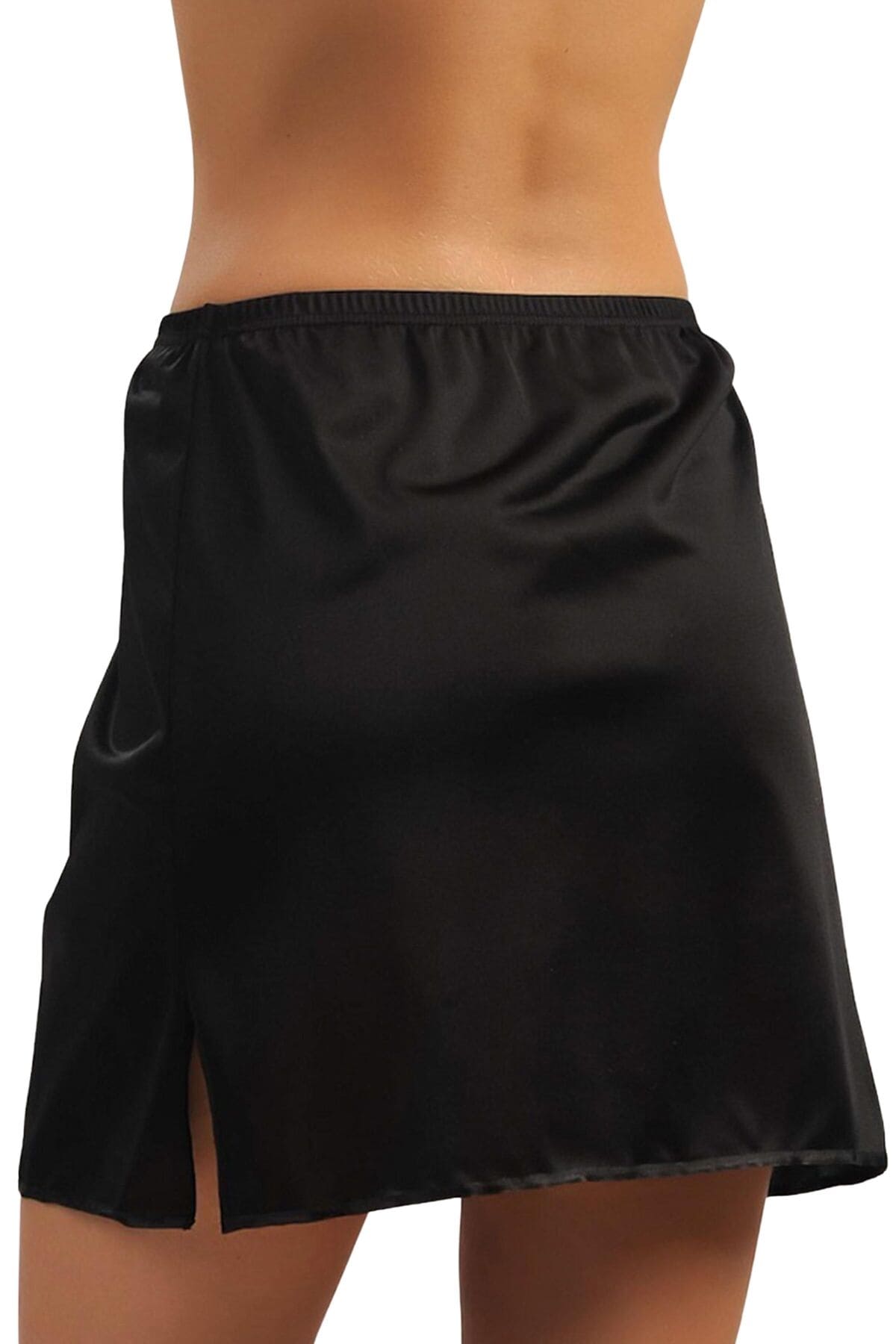 Anıl Dantelsiz Diz Üstü Jüpon 615 - Siyah