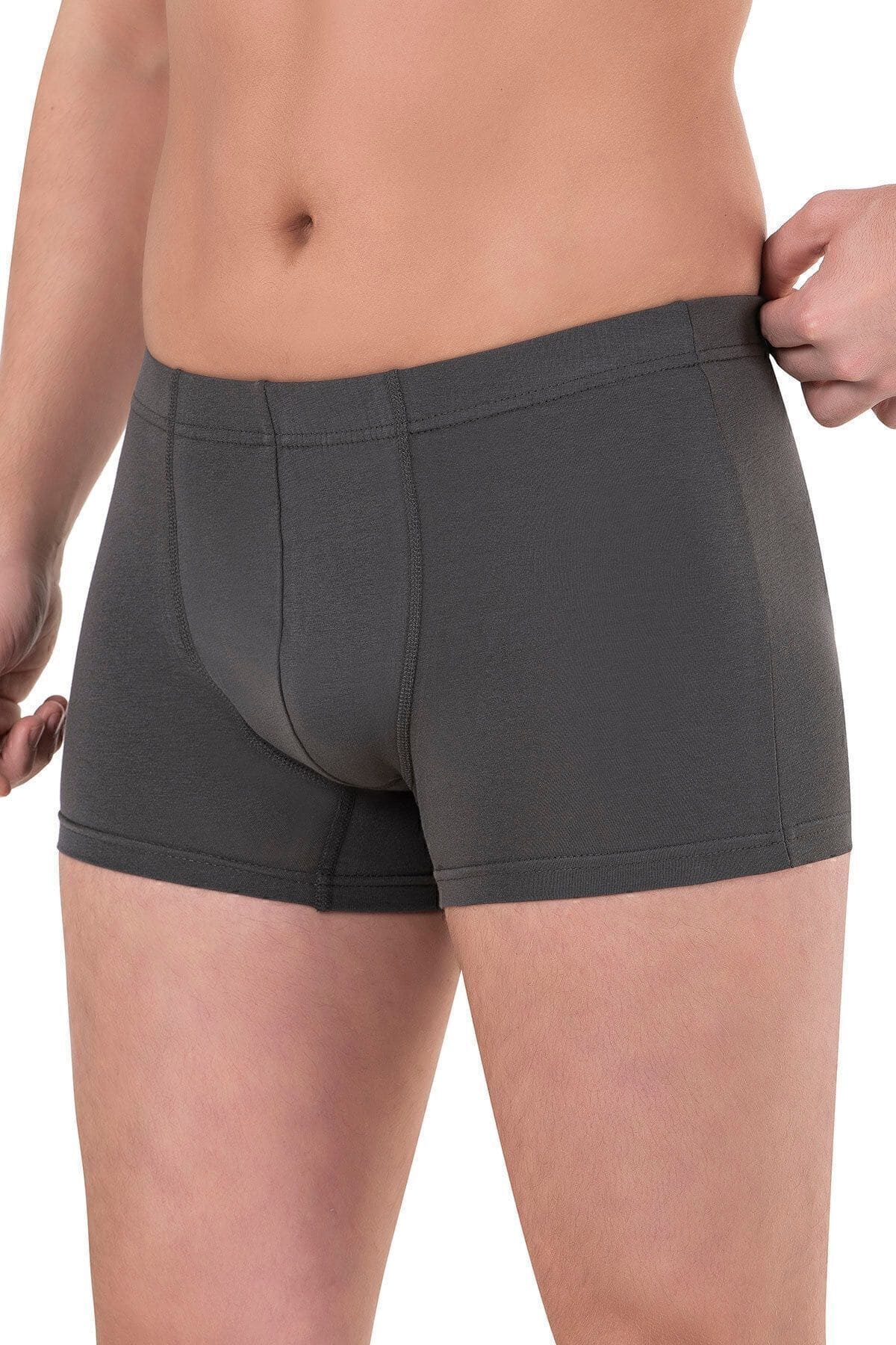 Pamuklu Likralı Esnek Rahat Boxer Şort Özkan 12024 - Antrasit