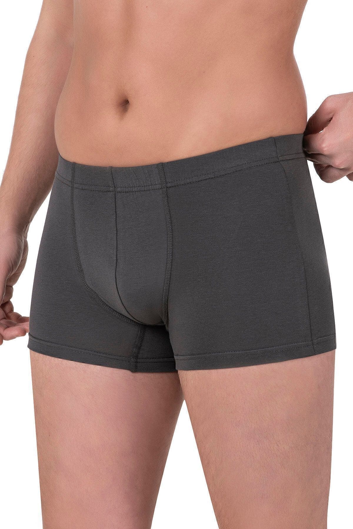 Pamuklu Likralı Esnek Rahat Boxer Şort Özkan 12024 - Antrasit