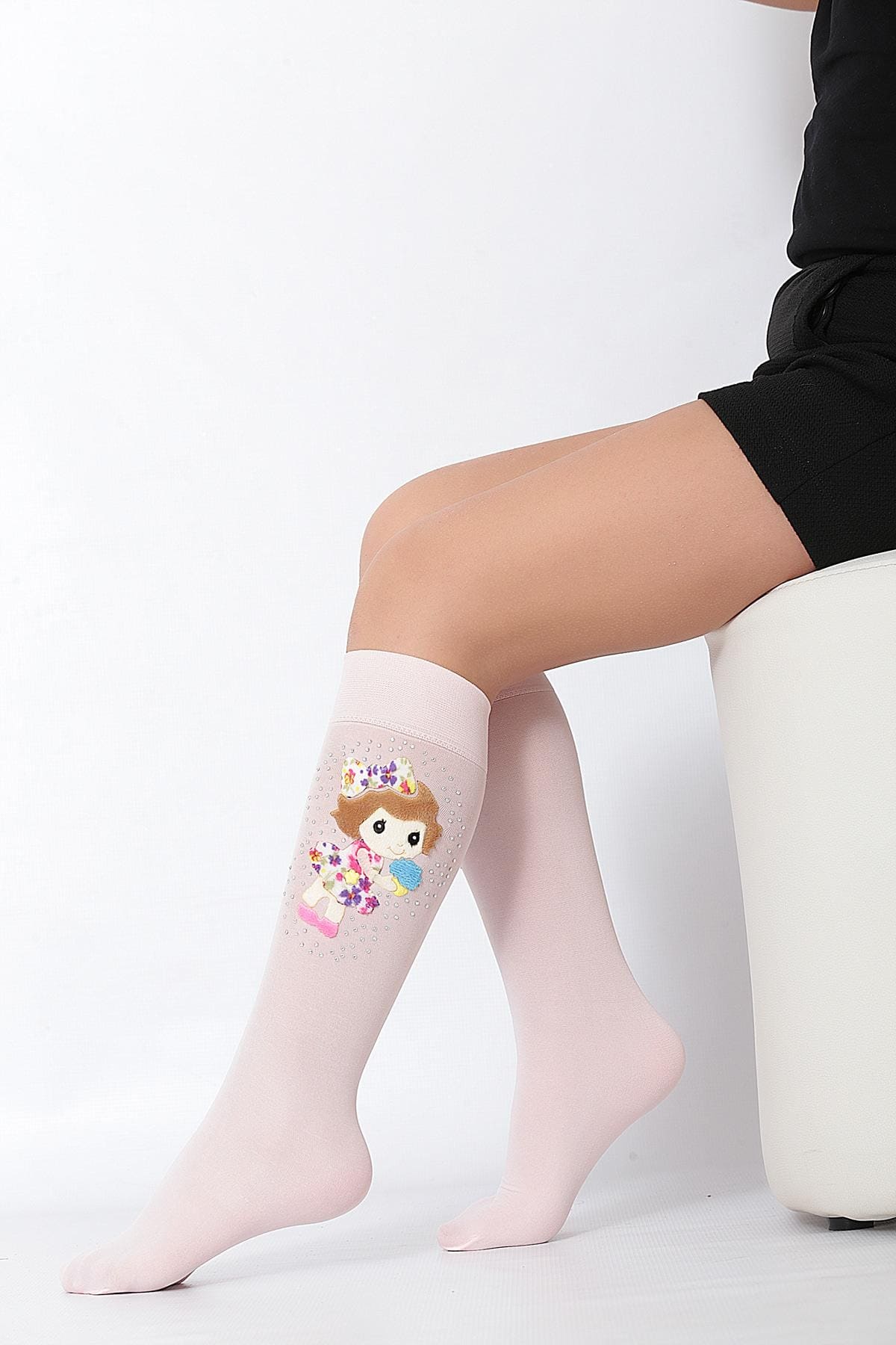 Kaydırmaz tabanlı Leopar Desenli Çocuk Dizaltı Çorap Daymod 2242009 - Pembe