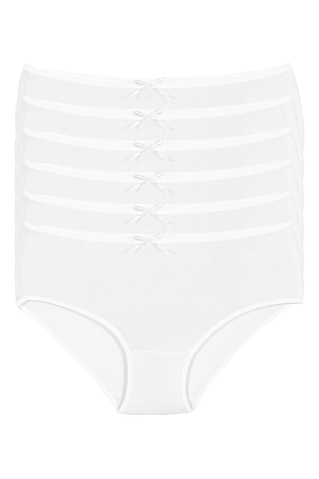 Yüksek Bel Bambu Külot 6'lı Paket Yıldız 3920 - Beyaz