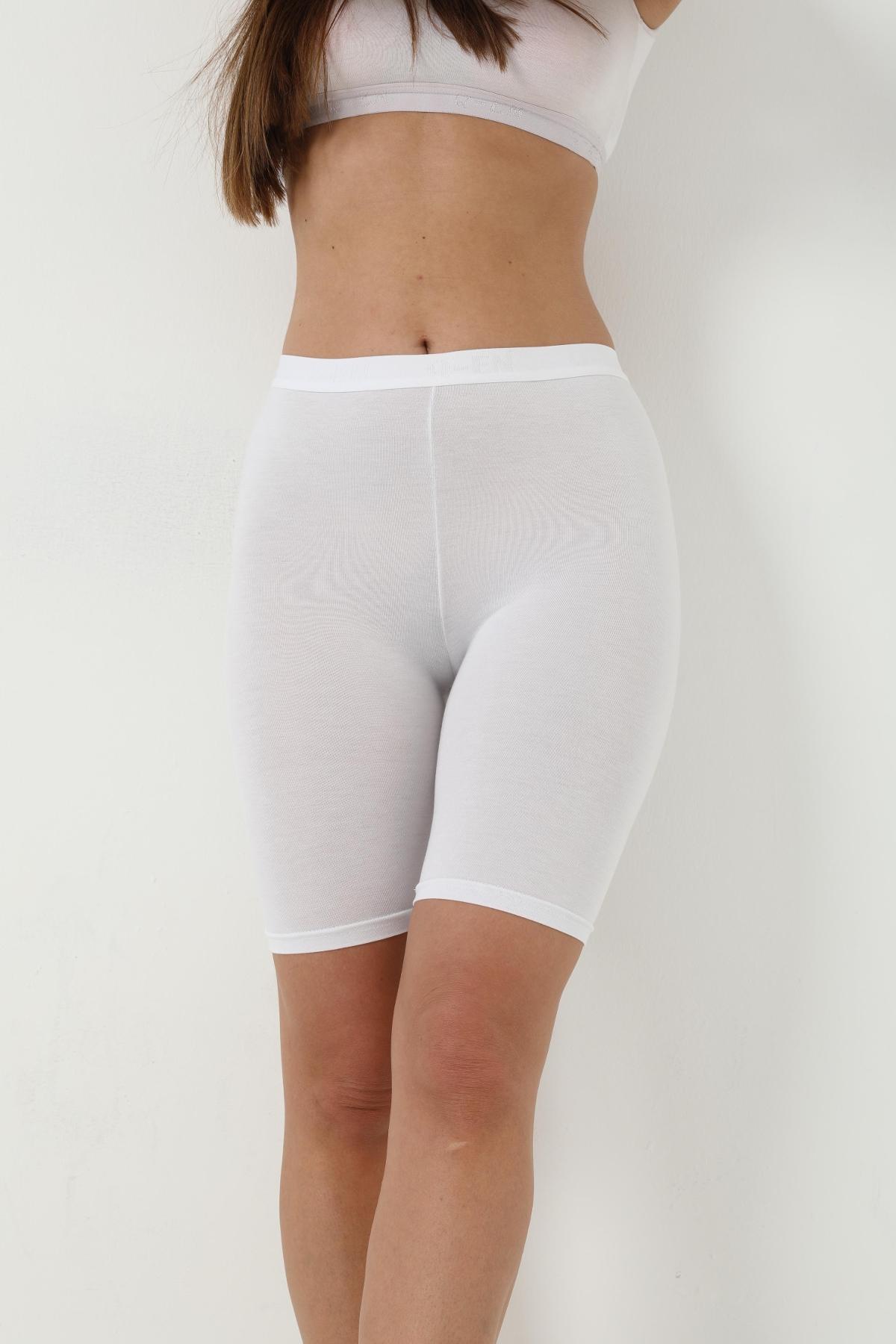Bambu Elasten Diz Üstü Tayt Arma Yıldız 3711 - Beyaz