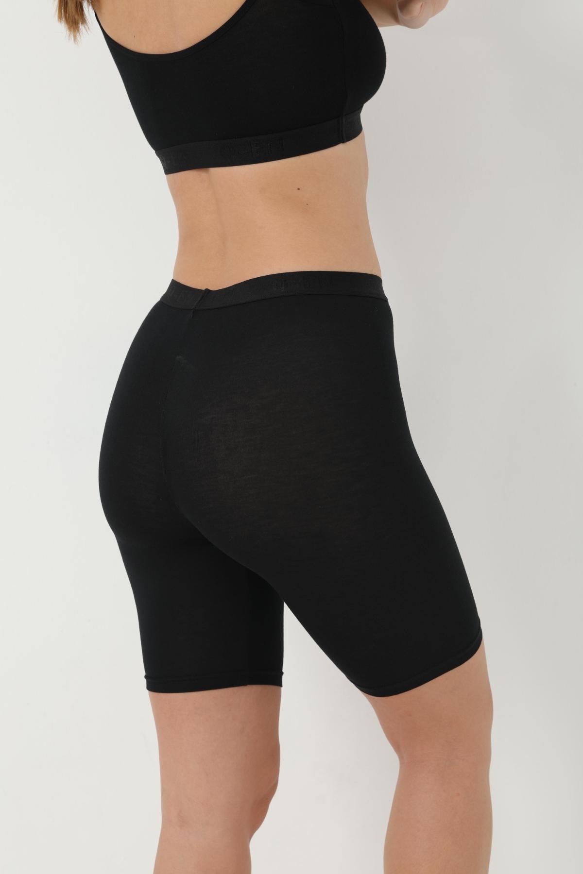 Bambu Elastan Siyah Diz Üstü Tayt Arma Yıldız 3711 - Siyah