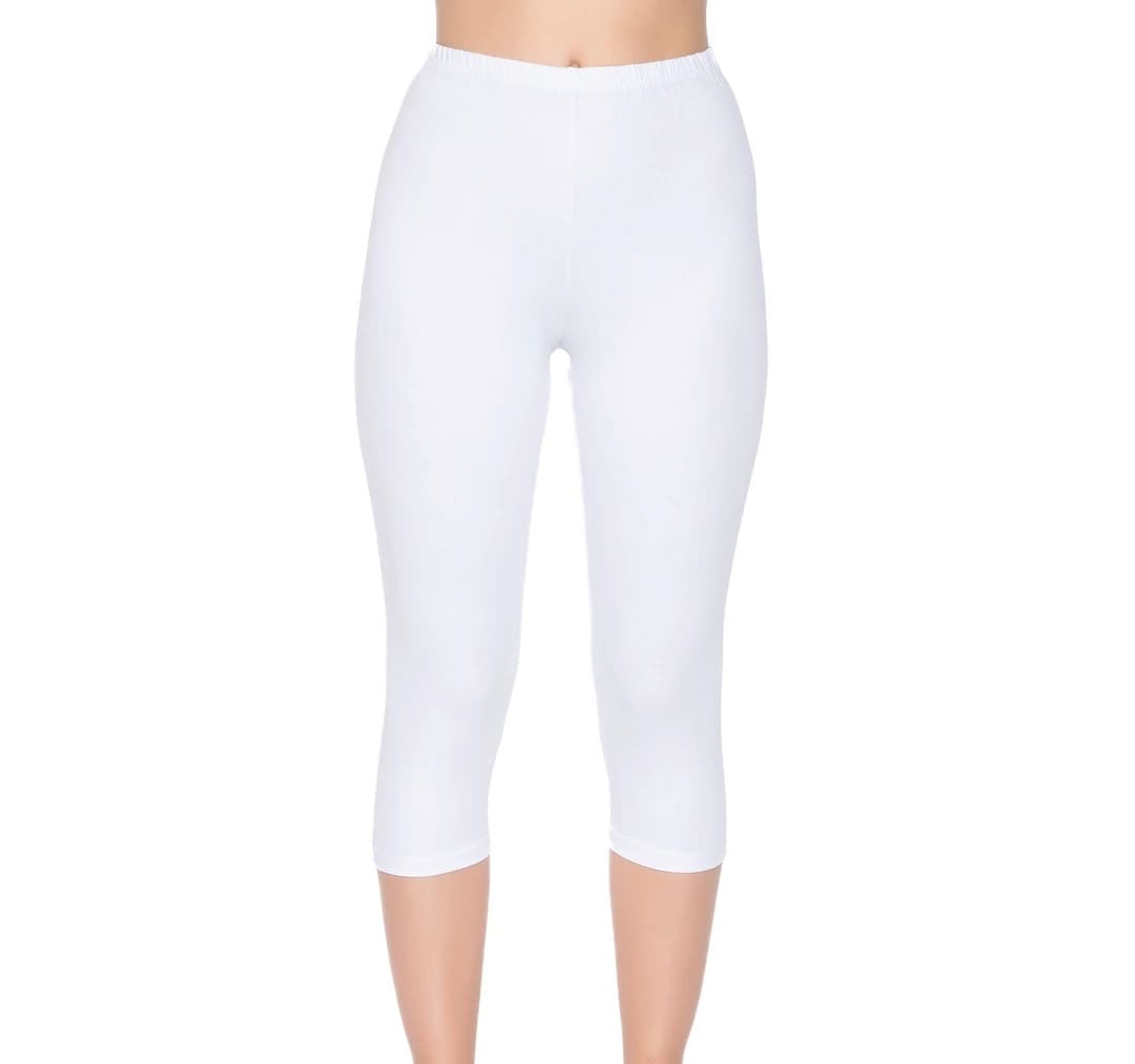 Likralı Kısa Tayt Beyaz Pamuklu Yıldız 3655 - Beyaz