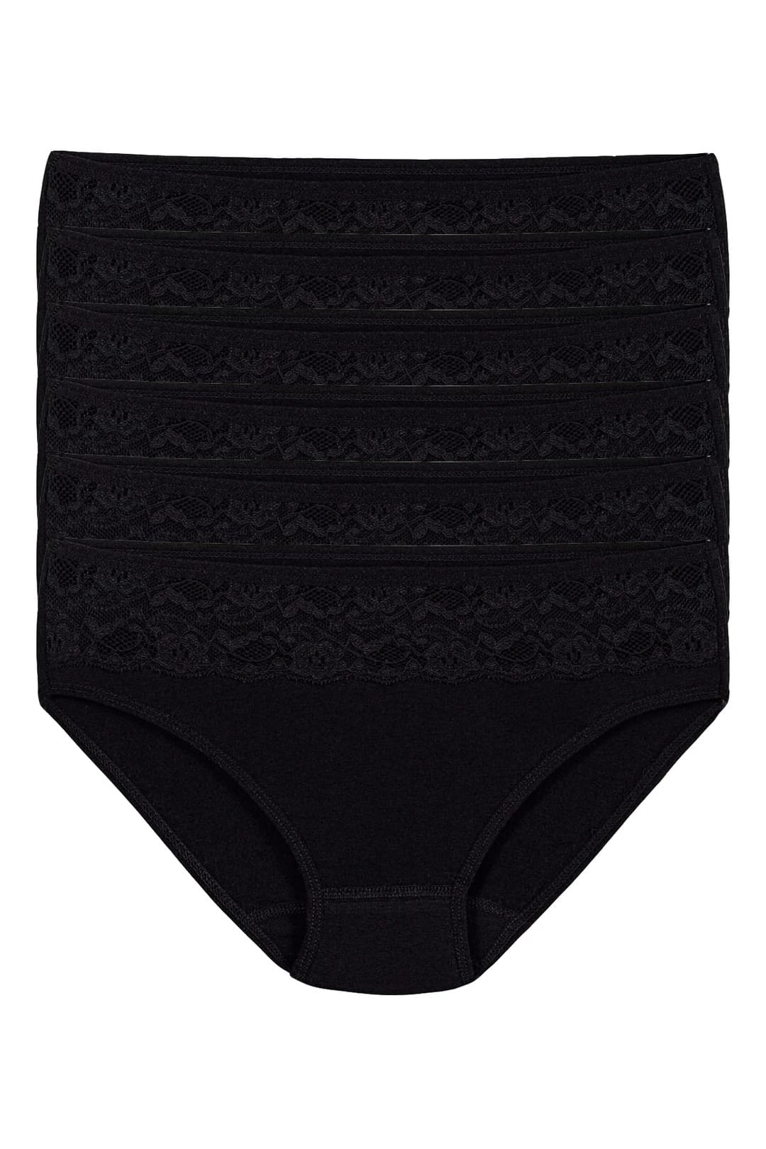 Beli Dantelli Yüksek Bel Bikini Külot  Yıldız 3786 - Siyah