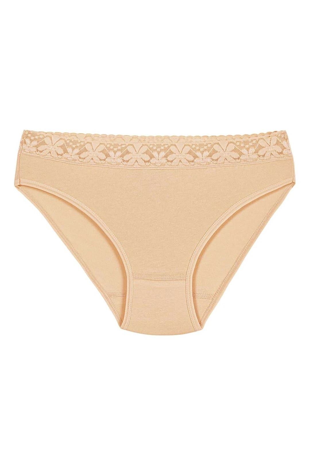 Yüksek Bel Dantelli Bikini Külot Pamuklu Yıldız 3527 - Ten