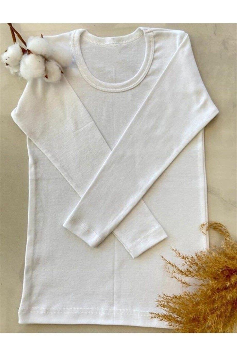 Pamuk Ribana Geniş Askılı Kız Çocuk Tişört Arma Yıldız 5537 - Beyaz