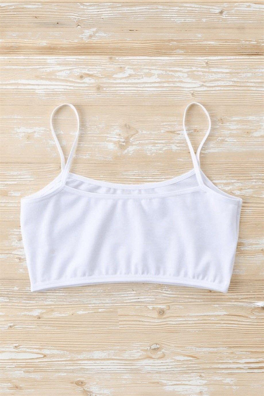 Pamuklu Yumuşak Yapı Yarım Atlet Alıştırma Sütyeni Arma Yıldız 7545 - Beyaz