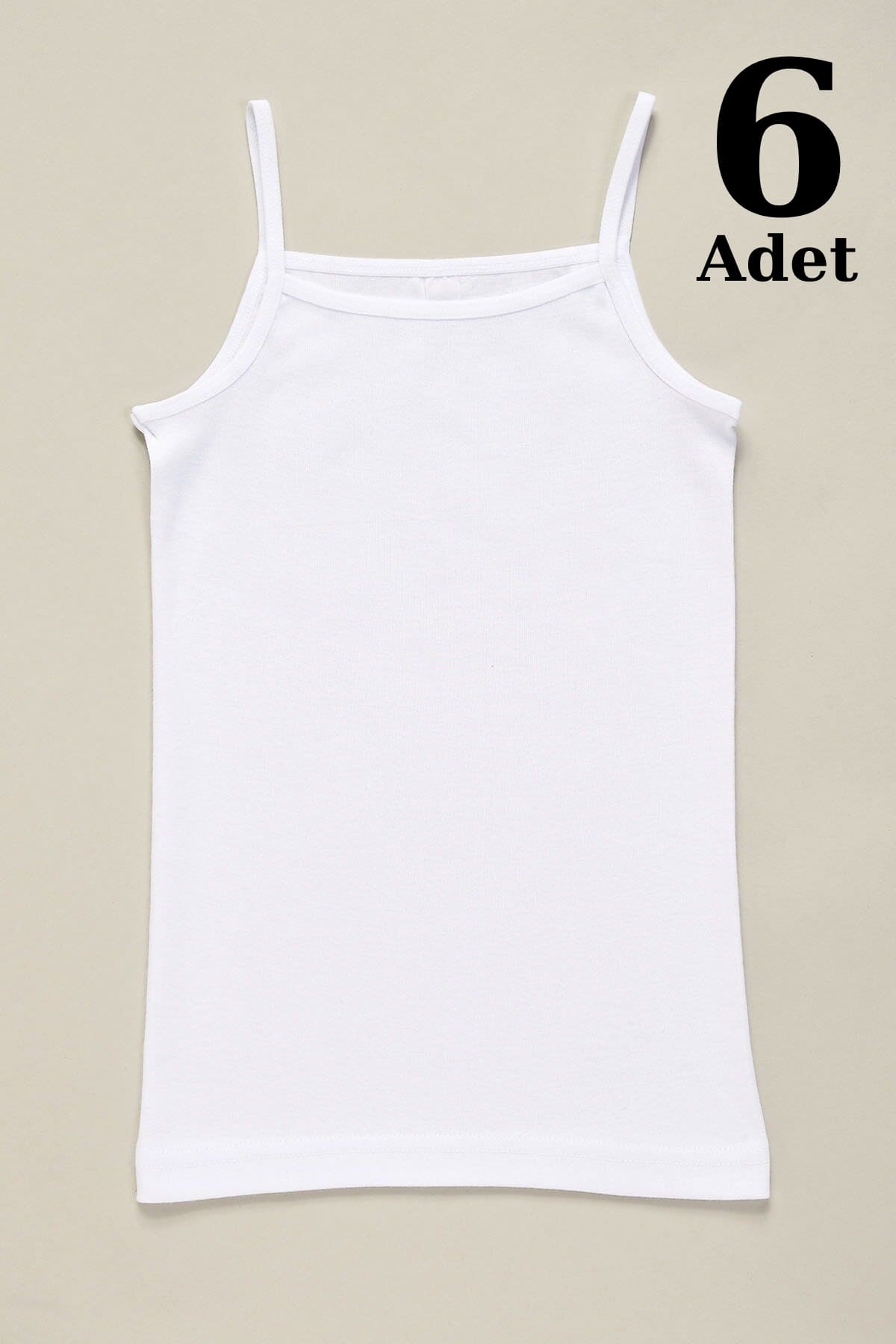 Pamuklu Ribana İp Askılı Kız Çocuk Atlet Arma Yıldız 5520 - Beyaz