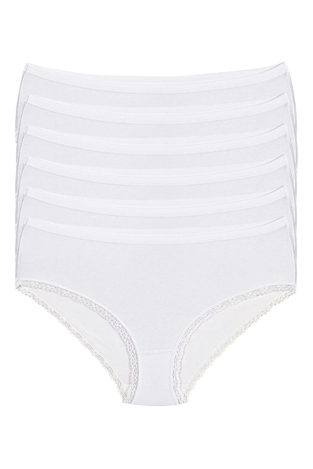 Beyaz Dantelli Yüksek Bel Kadın Külot Yıldız 3750 - Beyaz