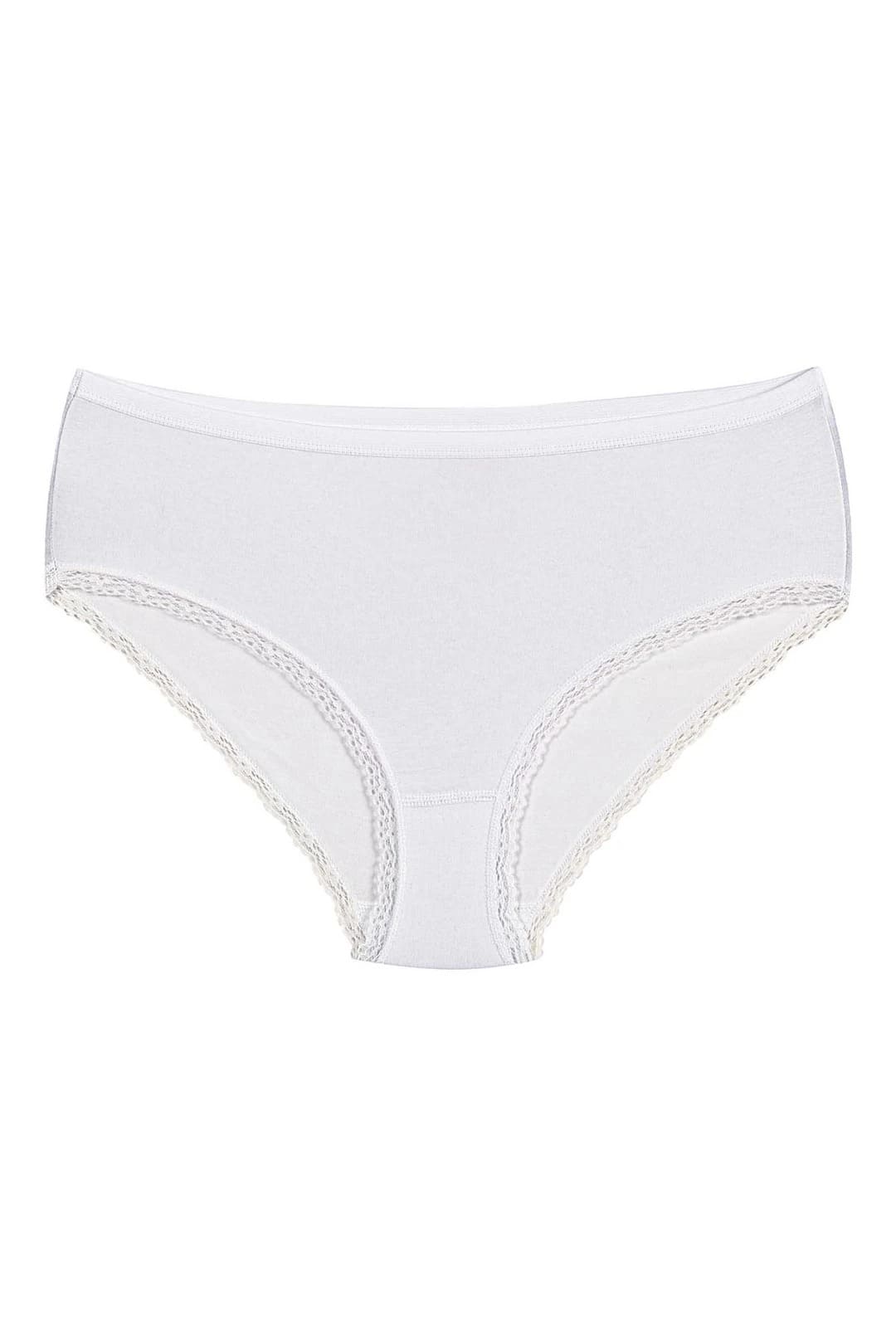 Beyaz Dantelli Yüksek Bel Kadın Külot Yıldız 3750 - Beyaz