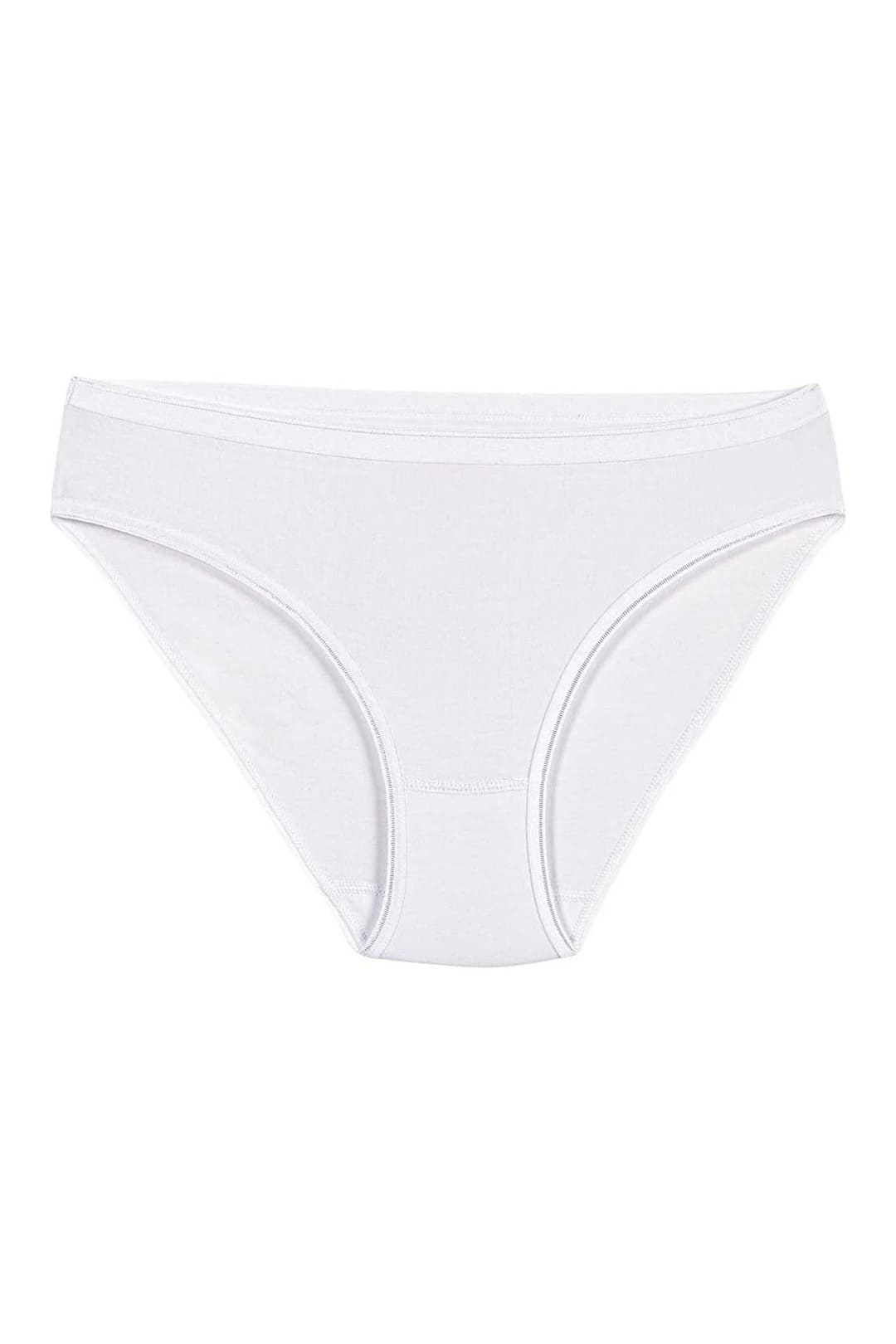 Yüksek Bel Likralı Kadın Bikini Külot Beyaz Yıldız 3725 - Beyaz