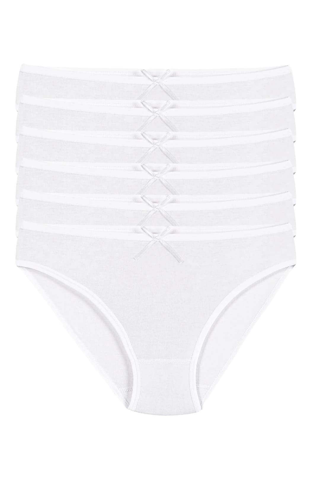 Yüksek Bel Likralı Pamuklu Kadın Bikini Külot Yıldız 3555 - Beyaz