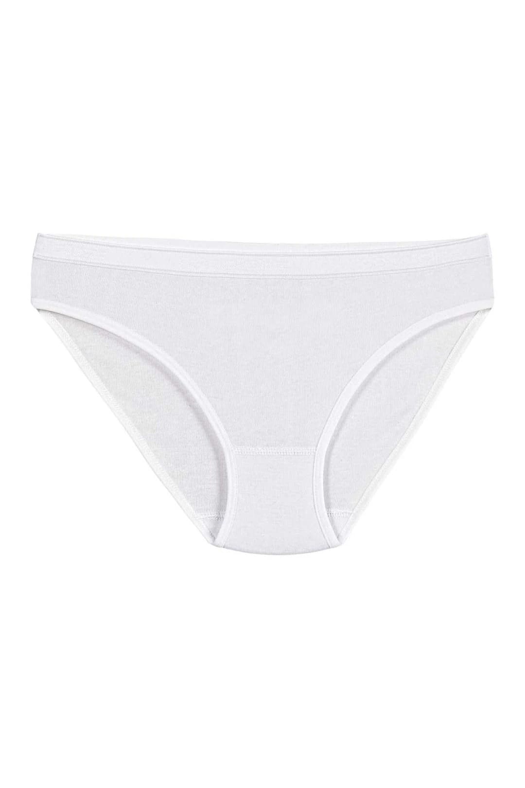 Pamuklu Yüksek Bel Bikini Külot Beyaz Yıldız 3700 - Beyaz