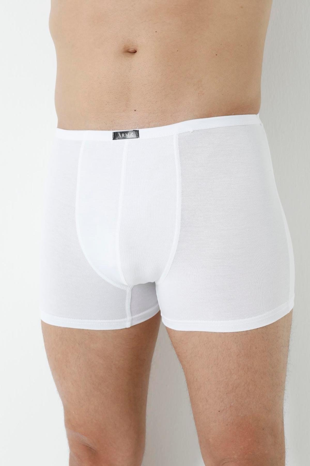 Bambu Kumaş İnce Bel Lastikli Boxer Arma Yıldız 1190 - Beyaz