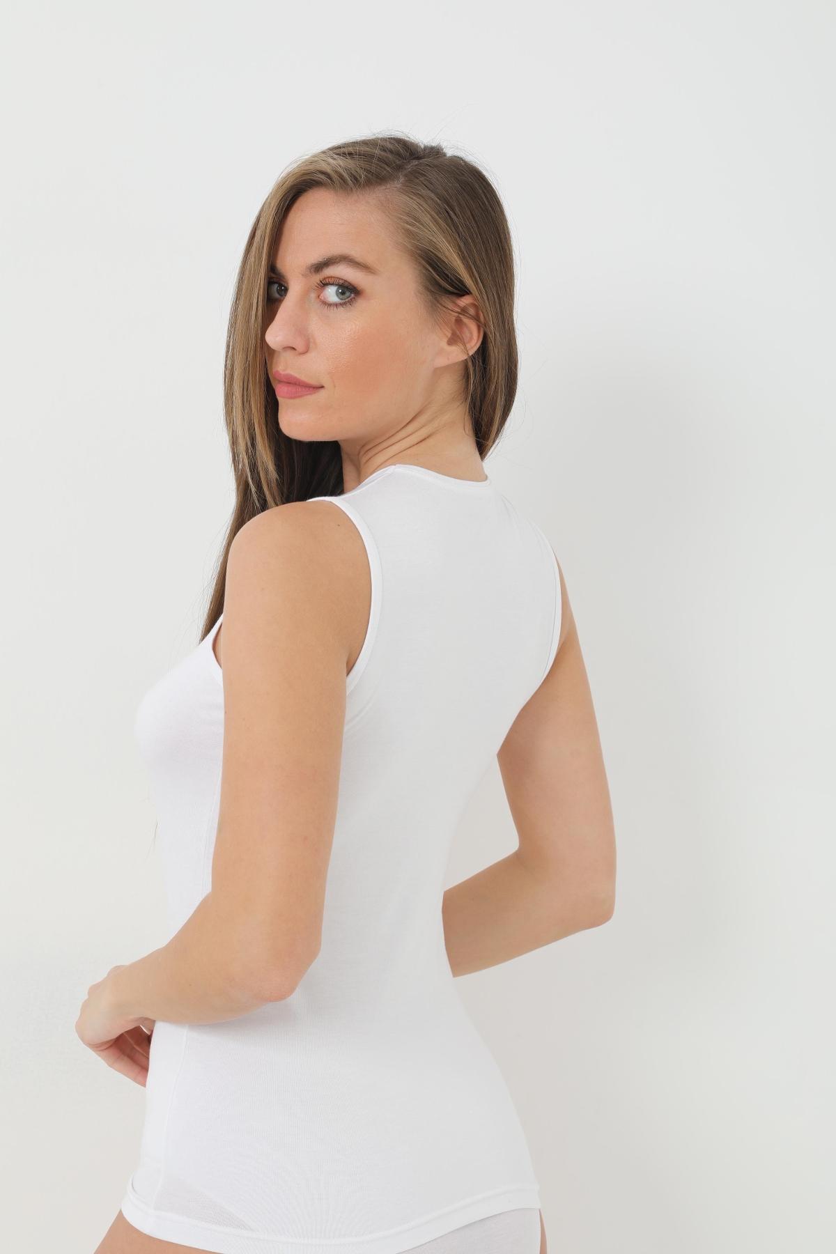 Bambu Kumaş Kolsuz Atlet Beyaz Arma Yıldız 3708 - Beyaz