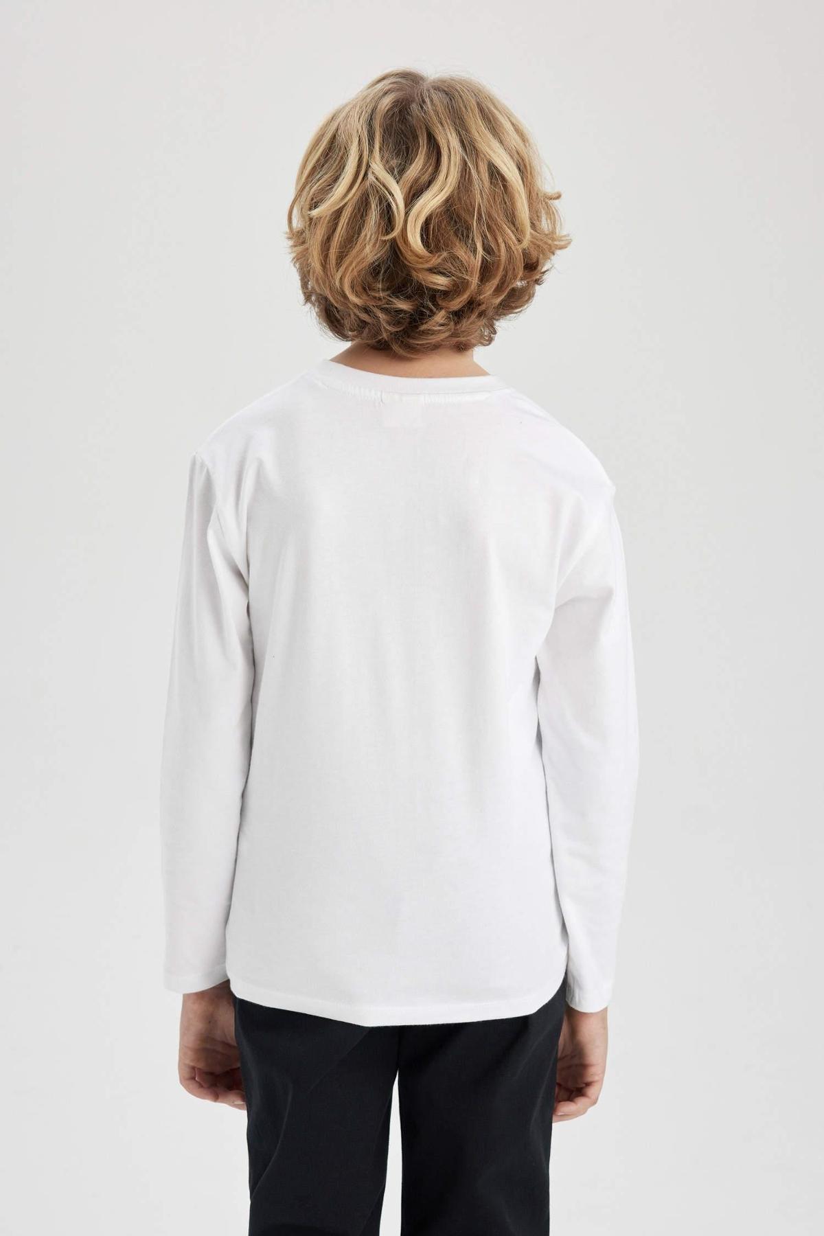 Pamuk Ribana Uzun Kollu Tişört Arma Yıldız 5538 - Beyaz