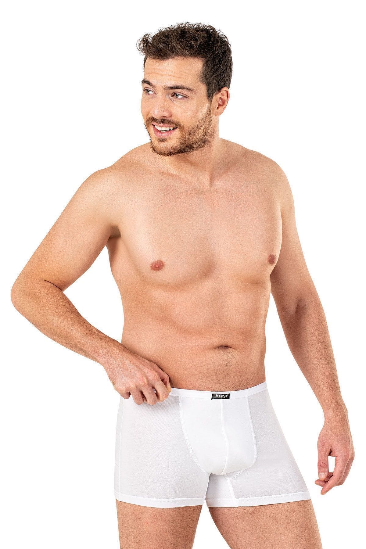 Pamuklu Modal Elastan Beyaz Boxer Özkan 11897 - Beyaz