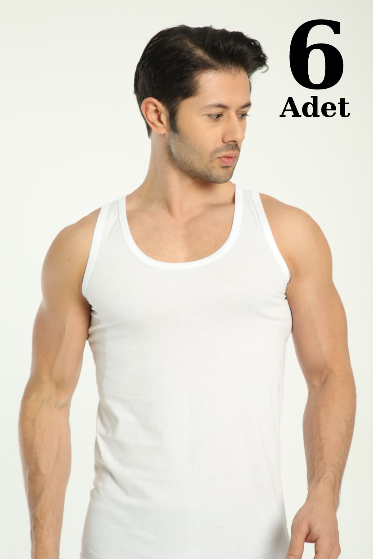 Pamuklu Uzun Atlet 6'lı Paket Beyaz Arma Yıldız 1001 - Beyaz