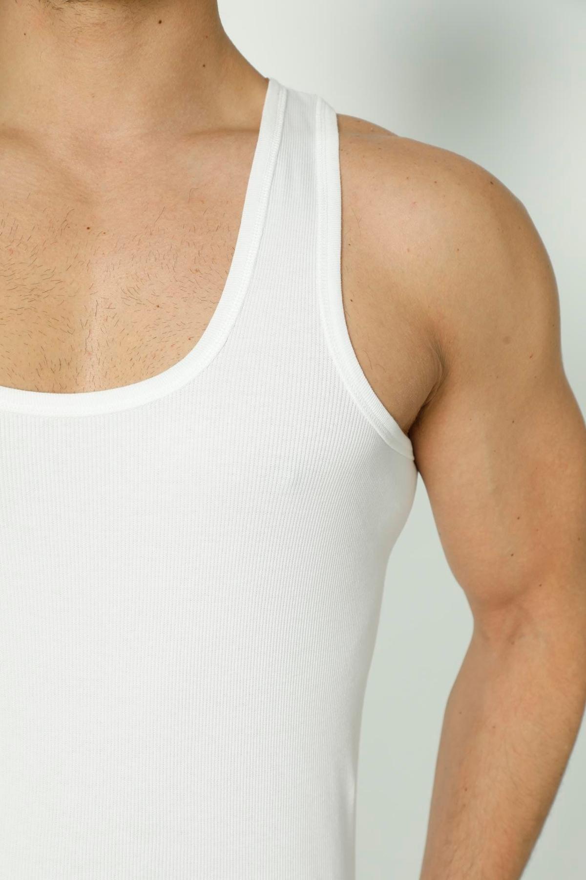 Pamuklu Elastik Beyaz Atlet 3'lü Paket Arma Yıldız 1187 - Beyaz