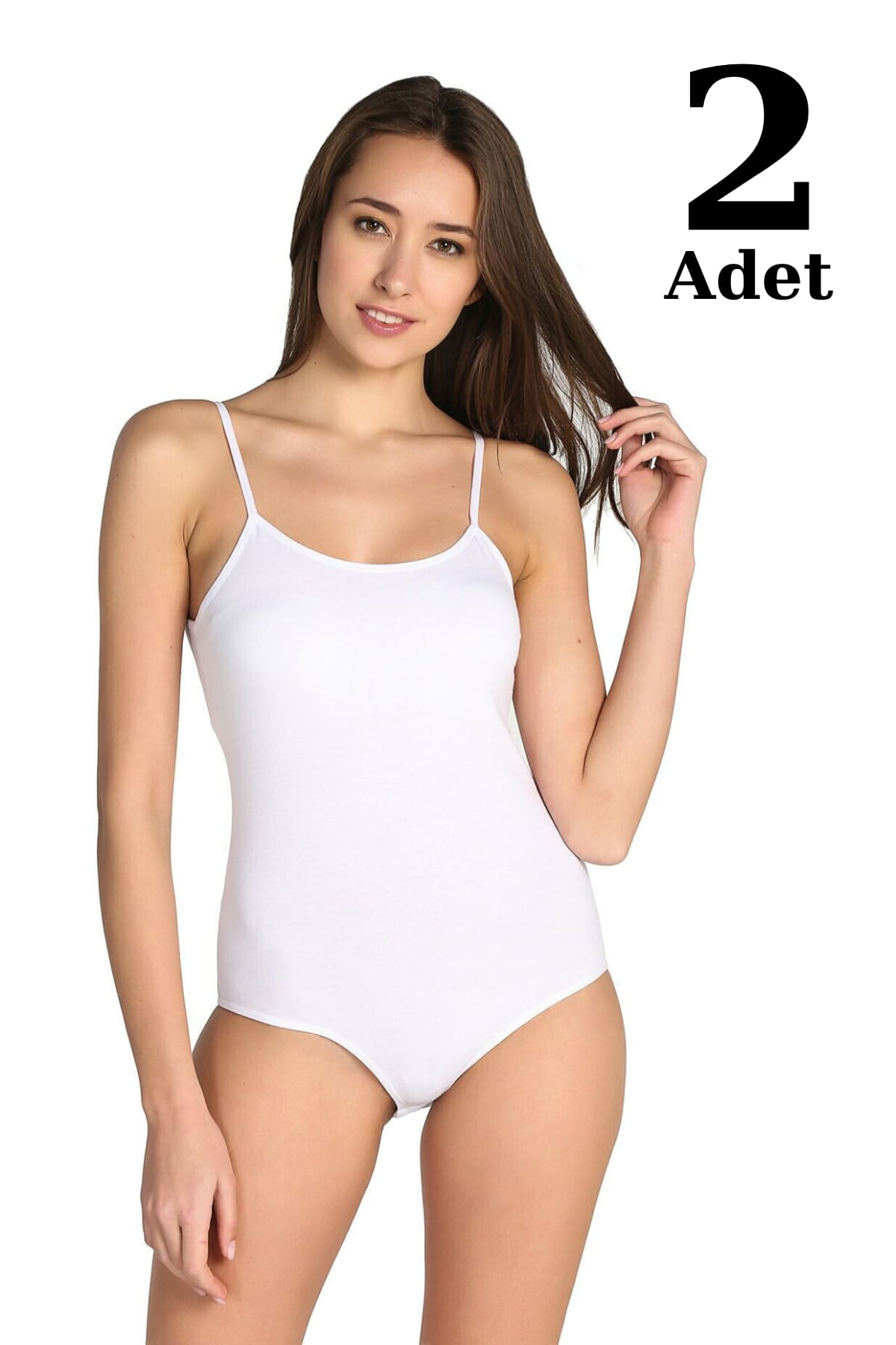 Beyaz Likra İp Askılı Çıt Çıtlı Body Arma Yıldız 3336 - Beyaz