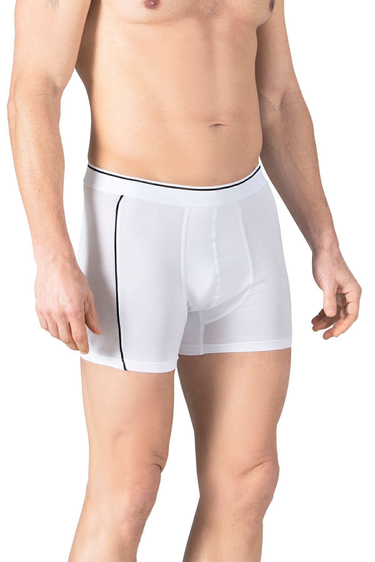 Pamuklu Likralı Beyaz Boxer Özkan 11314 - Beyaz