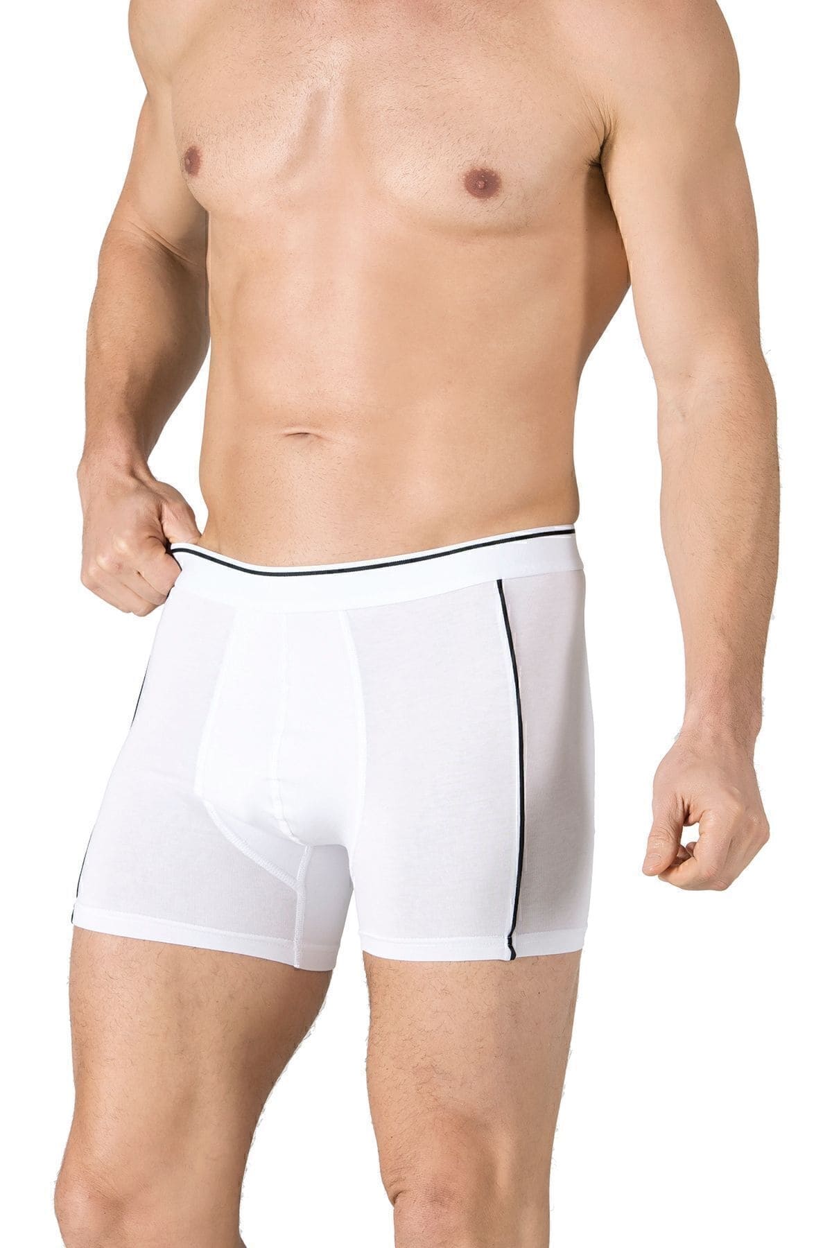 Pamuklu Likralı Beyaz Boxer Özkan 11314 - Beyaz