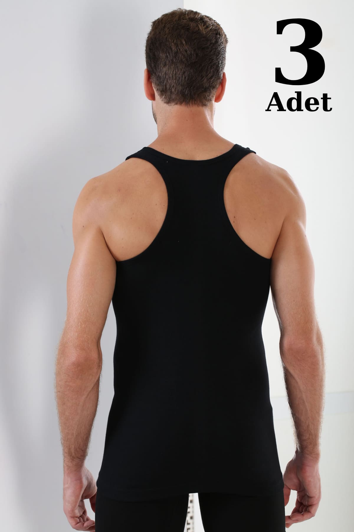 Pamuklu Likralı Askılı Sporcu Atlet Arma Yıldız 1168 - Siyah