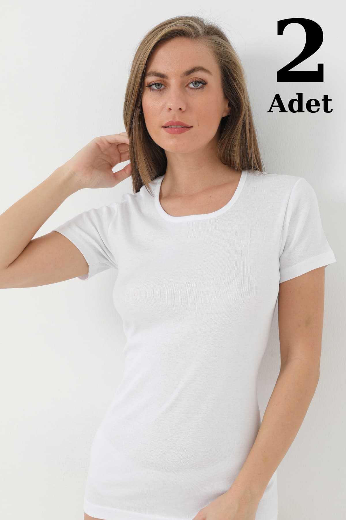 Uzun Kollu Nefes Alan Pamuklu Kadın Atlet Arma Yıldız 3314 - Beyaz