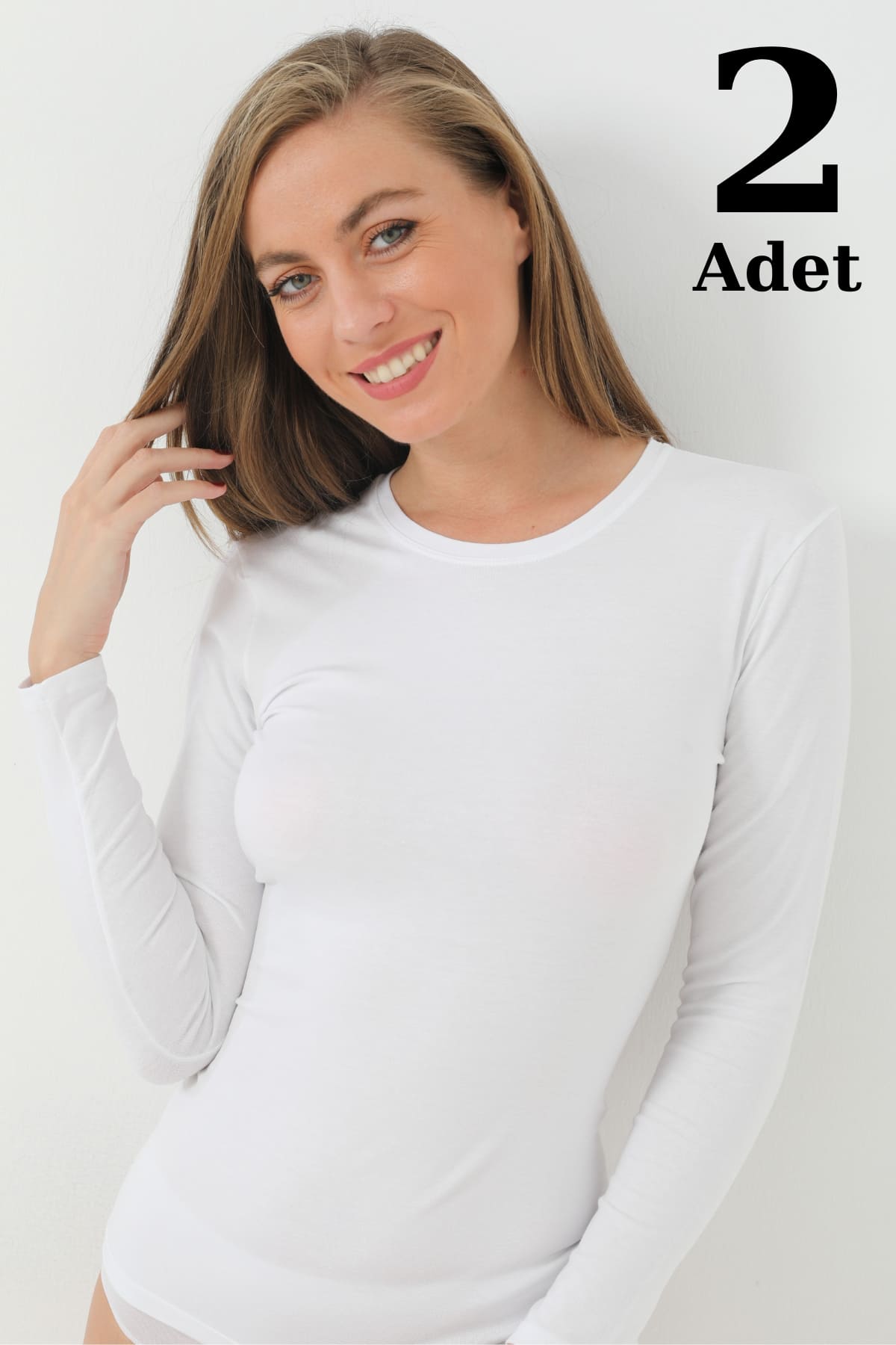 Pamuklu Uzun Kollu Body Arma Yıldız 3343 - Beyaz