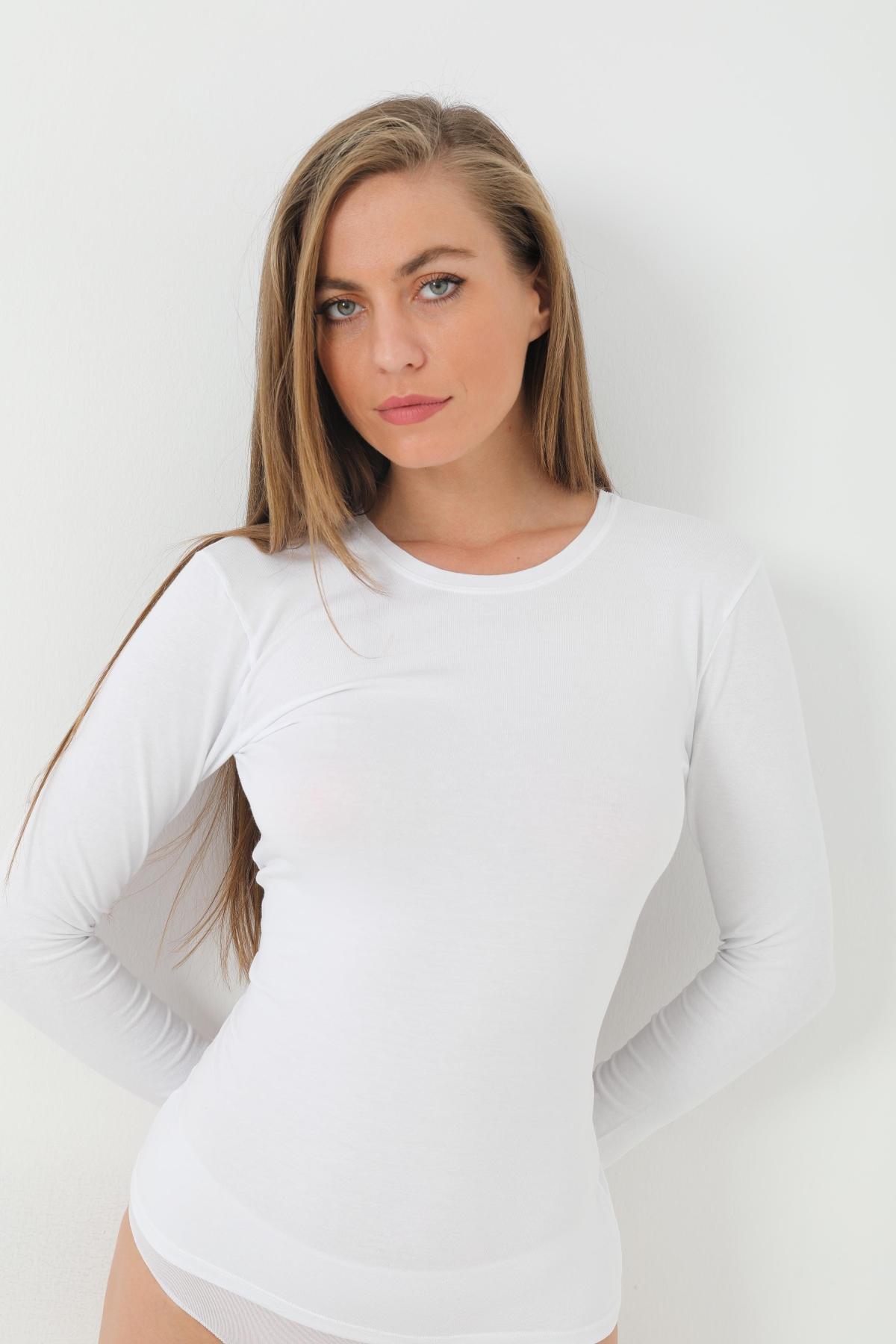 Pamuklu Uzun Kollu Body Arma Yıldız 3343 - Beyaz