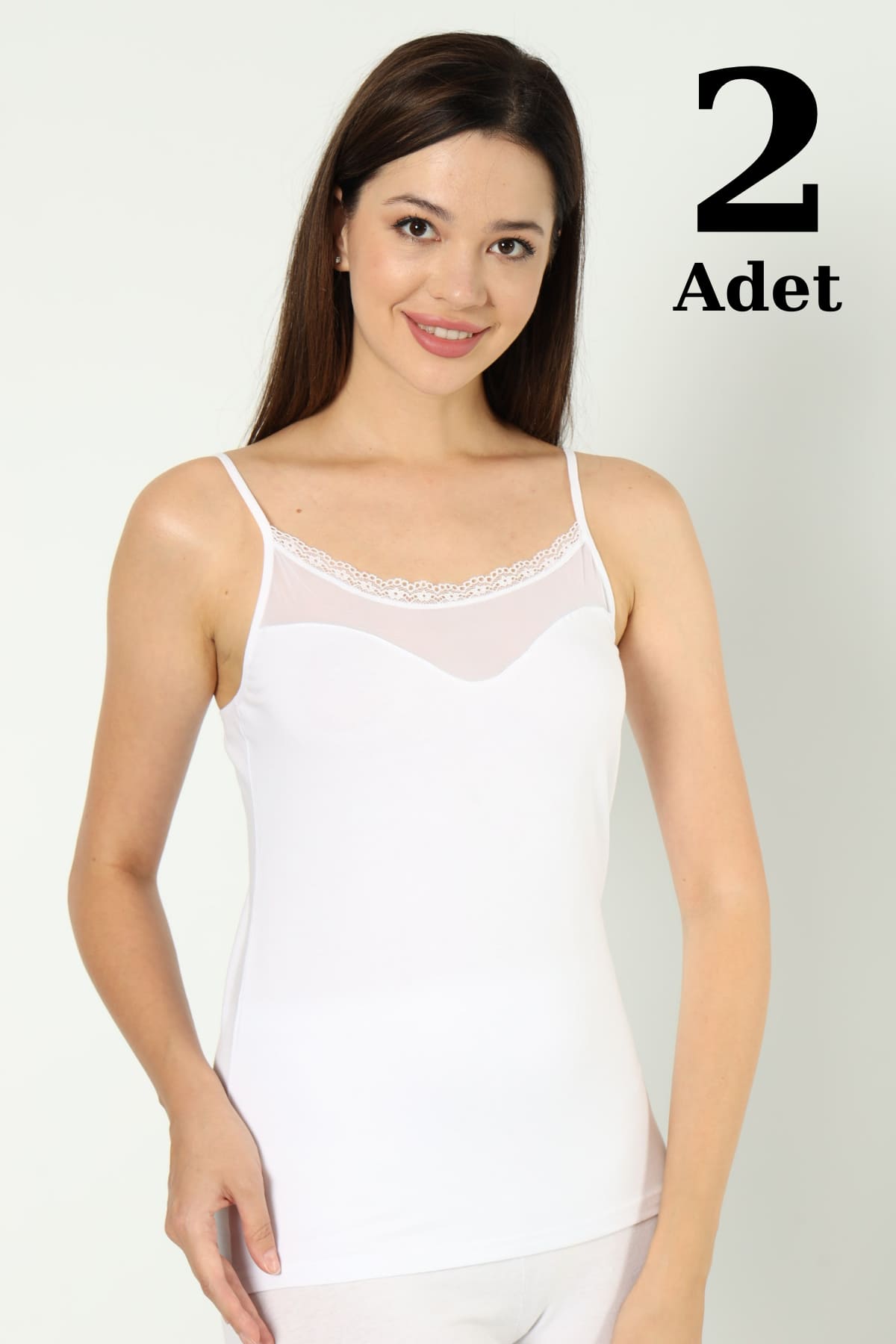 Pamuklu Tüllü İp Askı Atlet Arma Yıldız 3367 - Beyaz