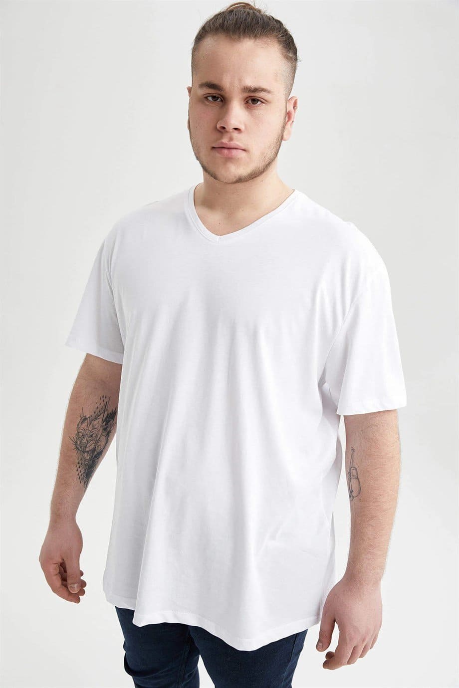 Pamuk Penye Süprem V Yaka Büyük Beden Atlet Arma Yıldız 1160 - Beyaz