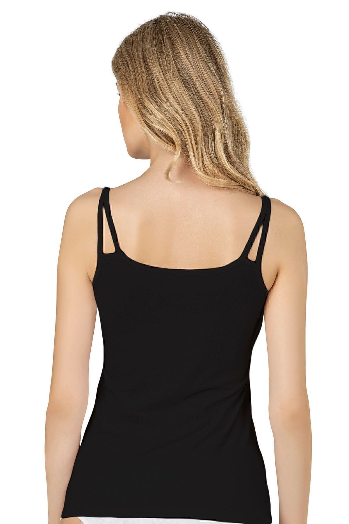 Pamuklu Modal İp Askılı Kadın Atlet Özkan 26765 - Siyah