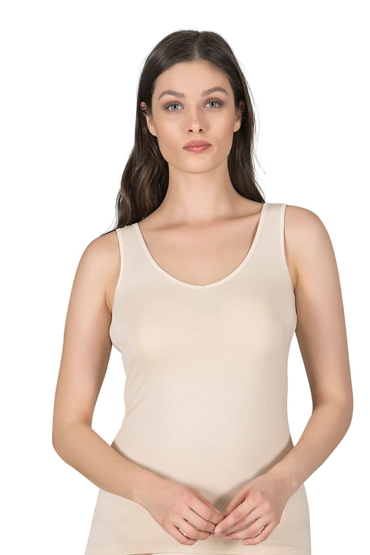 Pamuklu Modal Esnek Yüksek Kalın Askılı Atlet Özkan 25487 - Ten