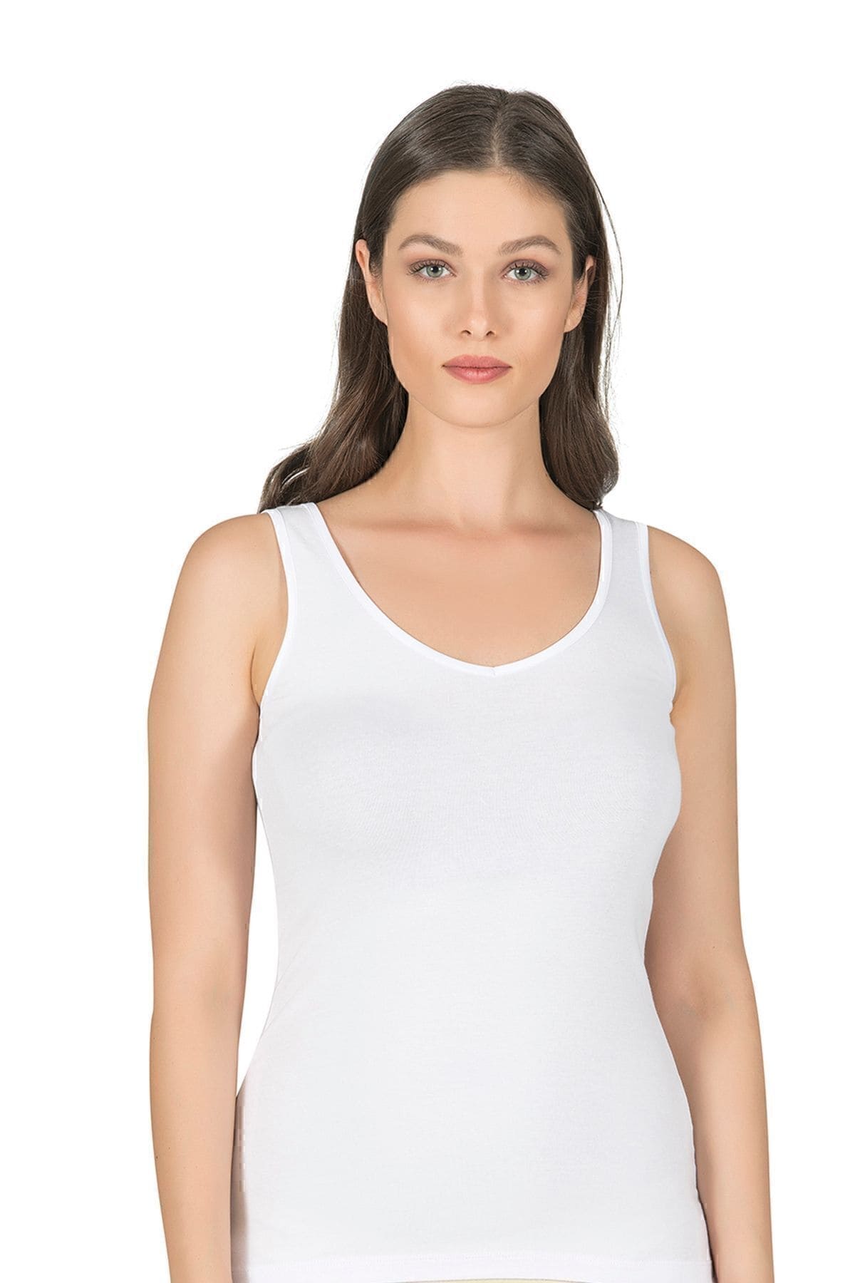 Pamuklu Modal Esnek Yüksek Kalın Askılı Atlet Özkan 25487 - Beyaz