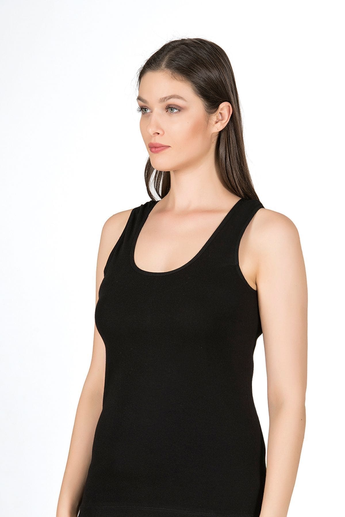 Kalın Askılı Ribana Pamuklu Atlet Özkan 0111 - Siyah